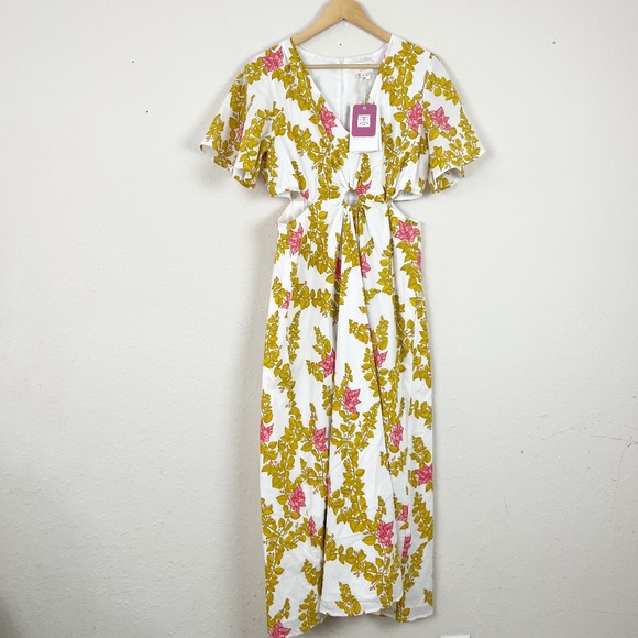 Beyond By Vera Giselle Floral Cutout Maxi Dress Size Medium - Picture 2 of 7